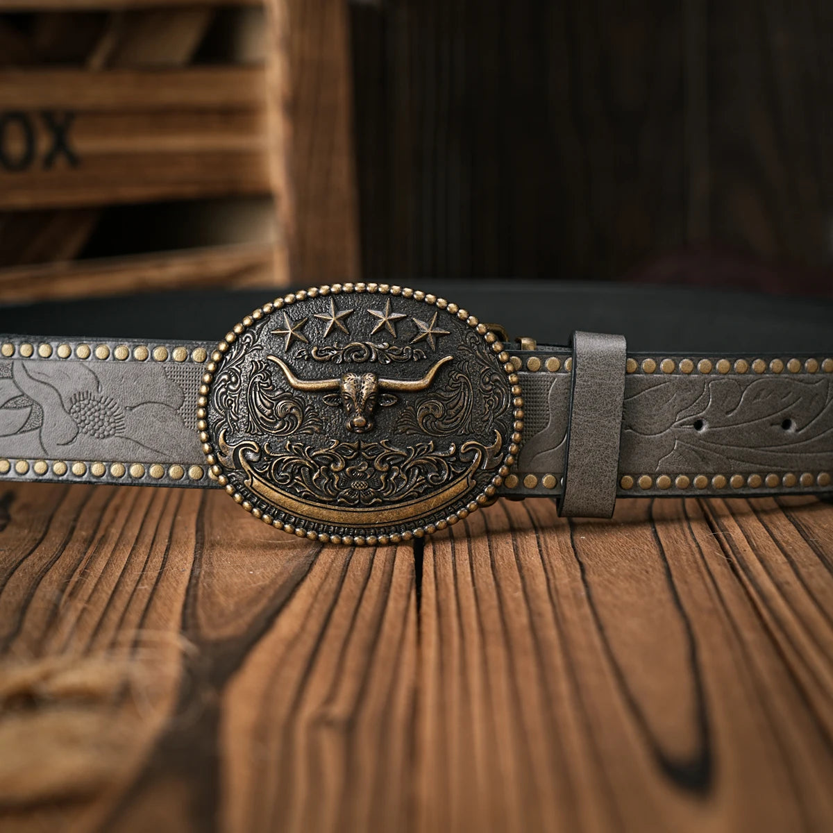 Men & Women-Western-Cowboy-PU Leather-Belts - Vintage Belt Floral Engraved Buckle Belt for Jeans