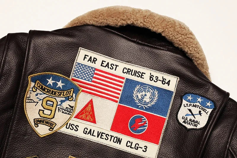 Men’s Military G1 Flight Jacket – Thick Quilted Cowhide Leather Winter Overcoat