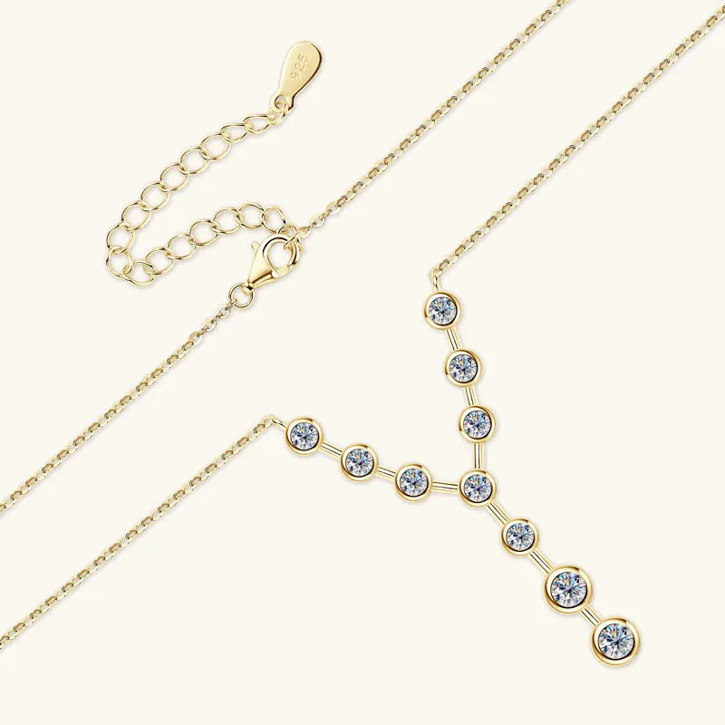 Lnngy 4mm&3mm Moissanite Pendent Necklace 925 Sterling Silver Fashion Sexy Y-Shaped Necklaces for Women 2025 Party Jewelry Gift