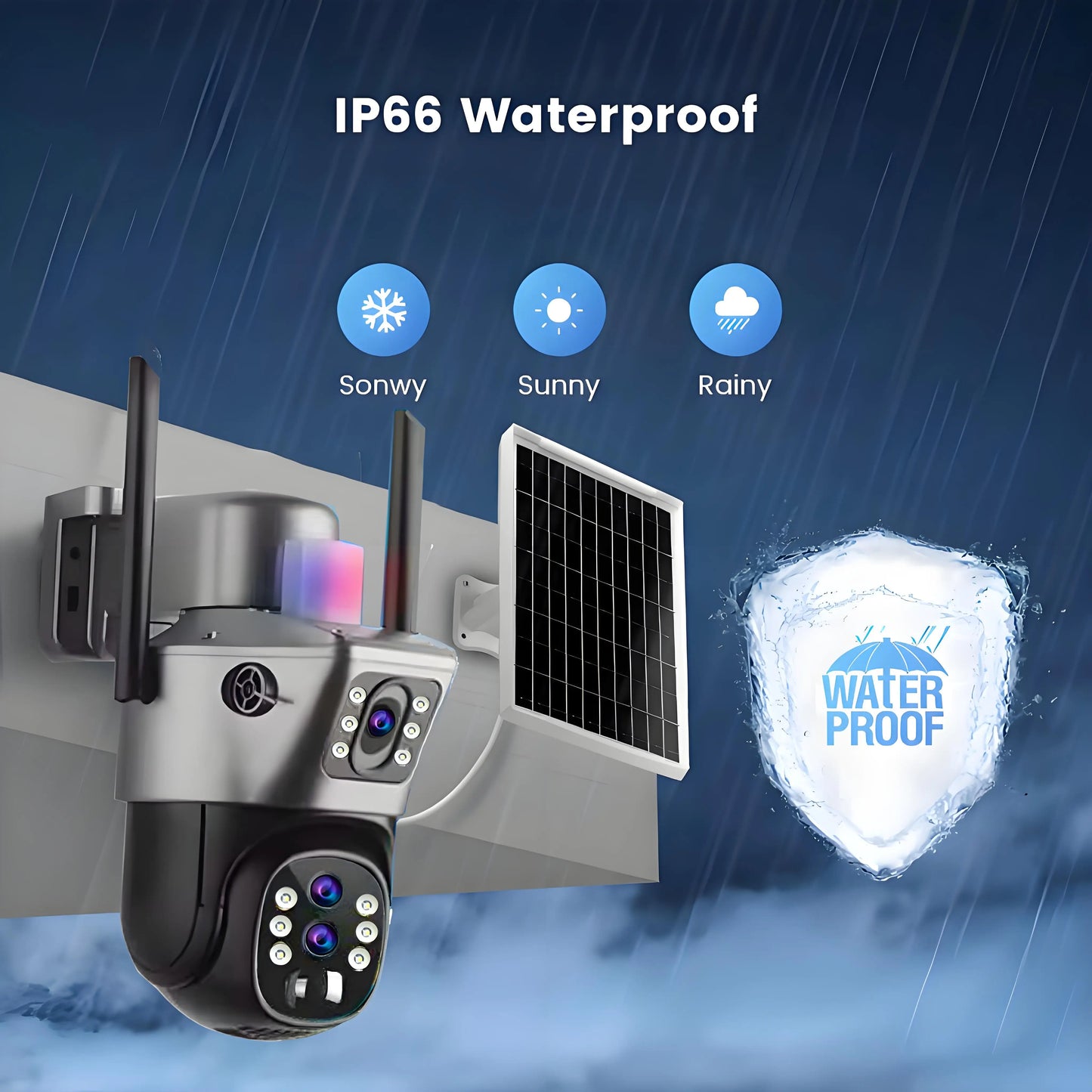 Solar Outdoor Surveillance Camera 4G Sim 6K 12MP Three Lens 10 Digital Zoom Wireless Cctv PTZ IP66 Security Solar Panel Cameras