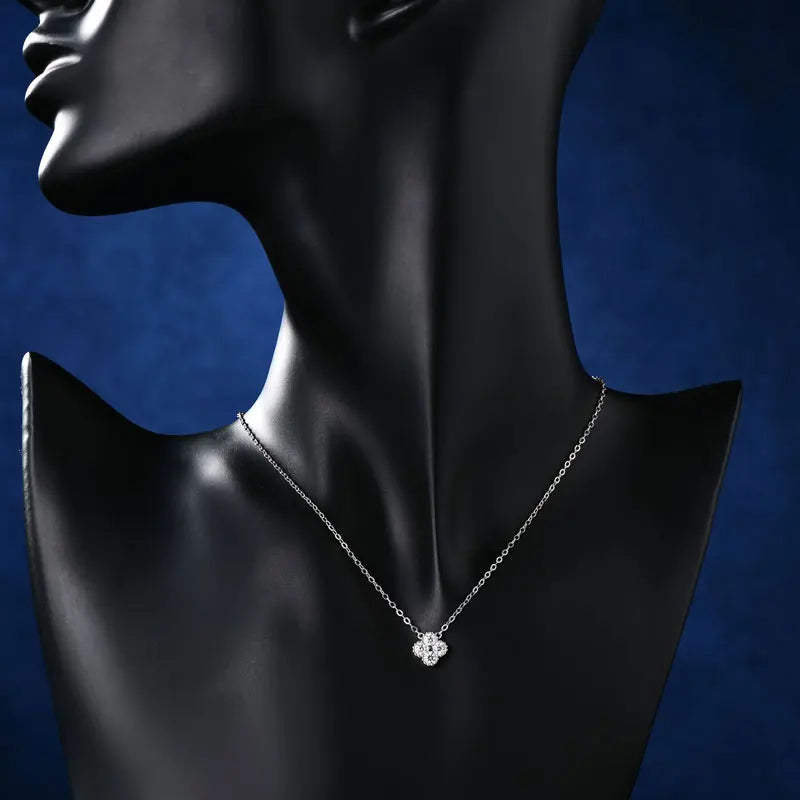 RAPRGOLD GRA Moissanite Four Clover Flower Charm Pendant Necklace Bracelet Set for Women S925 Sterling Silver Fine Jewelry Gifts