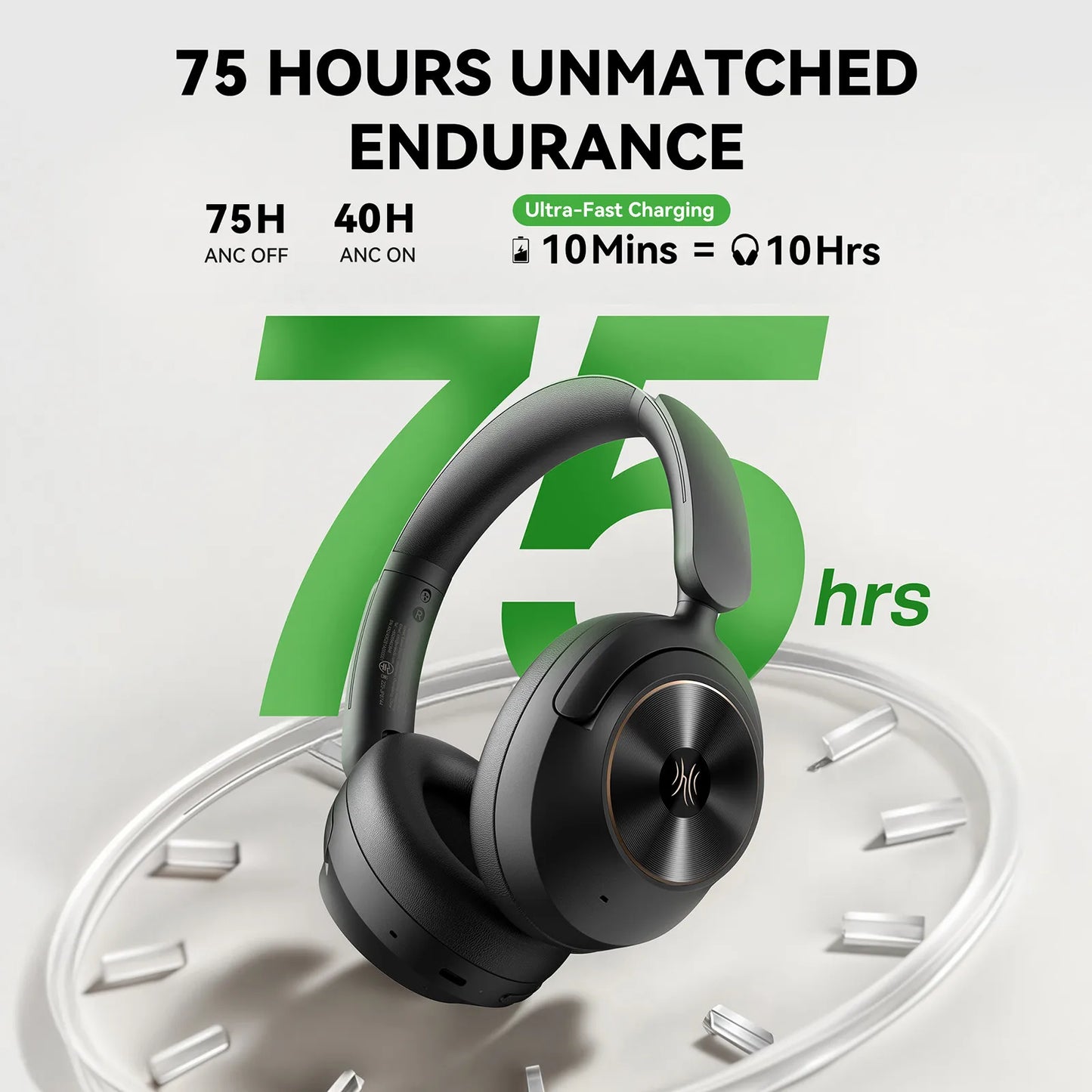 Oneodio A6 ANC Wireless Bluetooth 6.0 Headphones -48dB Hybrid Active Noise Cancelling Over Ear Headset With Mic Hi-Res LDAC APP