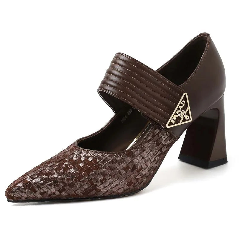 Women’s Genuine Leather para High Heels – Pointed Toe, Black & Brown