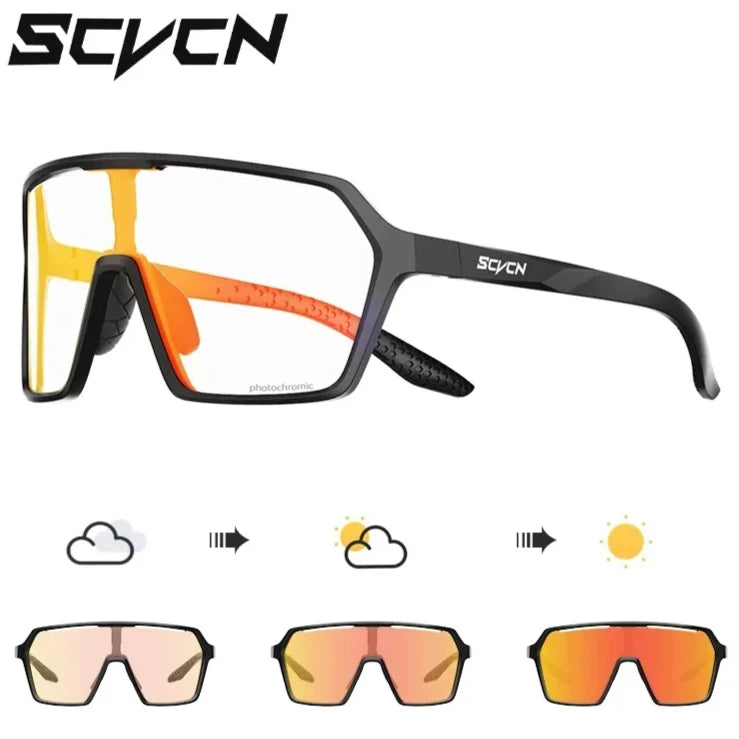SCVCN Photochromic Sunglasses for Men Cycling Glasses UV400n Women Driving Glasses MTB Road Bike Sport Eyewear Running