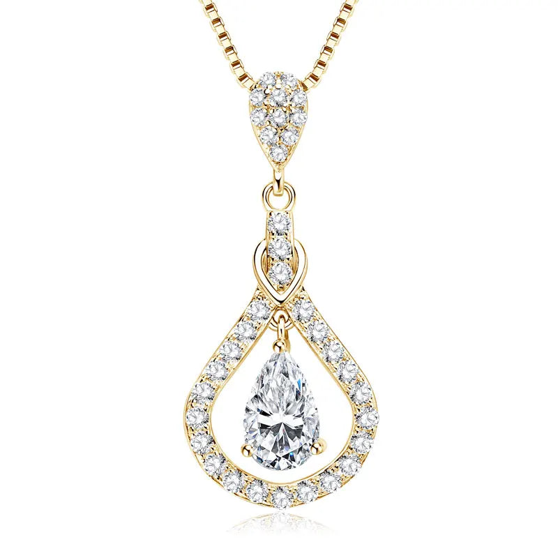 Lnngy 925 Sterling Silver Droplet Pendant Necklaces Certified 1ct/1.5ct/2ct Moissanite Necklace For Women 2025 Trend Jewellry