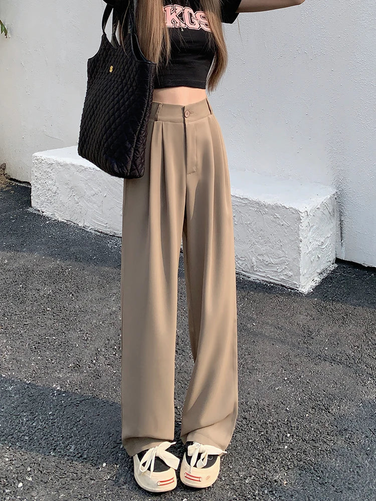 plus Size Women's Casual Wide Leg Pants High Waist Slimming Trousers Versatile Spring Faion Korean Sle Commute Pants