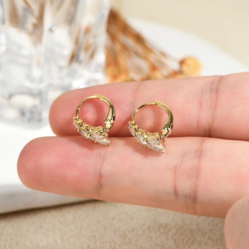 Lnngy Certified Moissanite Hoop Earrings 925 Sterling Silver 4 Stone Circle Earring For Women Ear Jewelry Pendientes Oorbellen