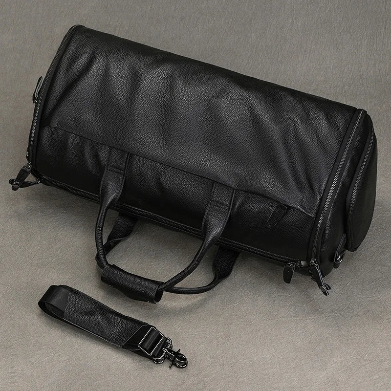 Crazy Horse Leather Folding Suit Bag Man Business Travel Bag With Shoe Pocket Clothes Cover Luggage Duffel Bag Man Bag For Suits