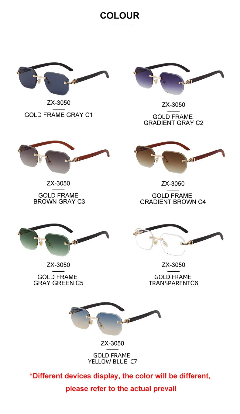 Vintage Square Rimless Sunglasses – 2025 Luxury UV400 Anti-Blue Light Eyewear for Men