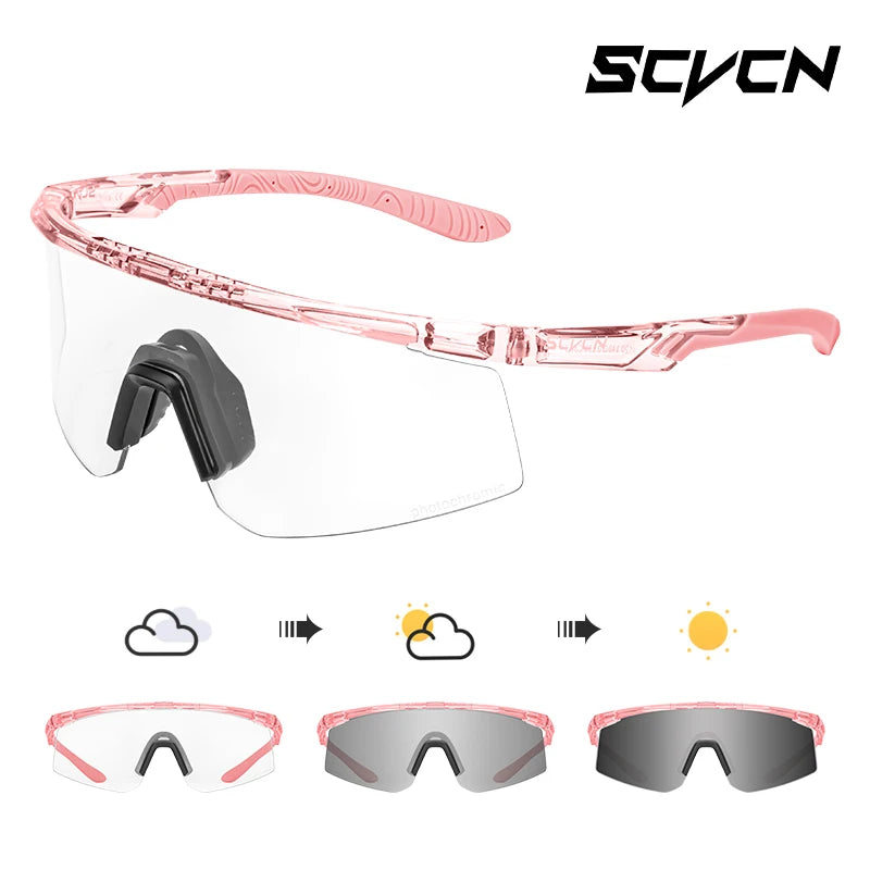 SCVCN Photochromic Sunglasses UV400 Cycling Glasses Bicycle Glasses Sports Men's MTB Road Bike Eyewear Protection Goggles UV400