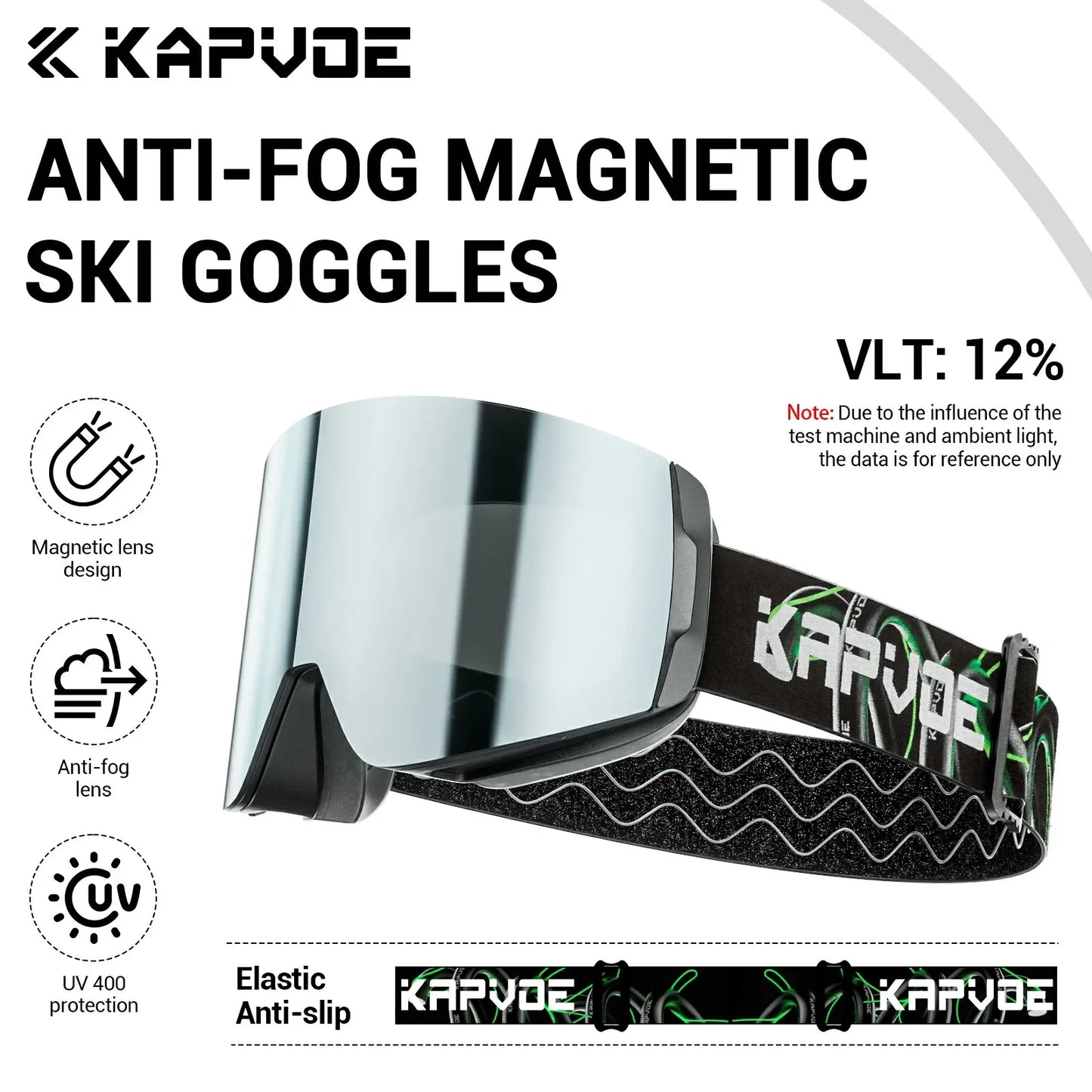 KAPVOE Winter Outdoor Ski Goggles Double Magnet Adsorpt Layers UV400 Anti-fog Coatings Snowmobile Snowboard Skiing Men Women