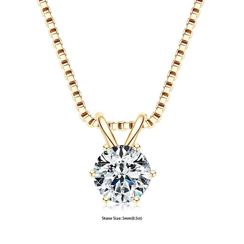RAPRGOLD GRA Certified 0.5-5ct Moissanite Pendant Necklaces 925 Sterling Silver Solitaire Necklace Chain For Women Jewellry Gift