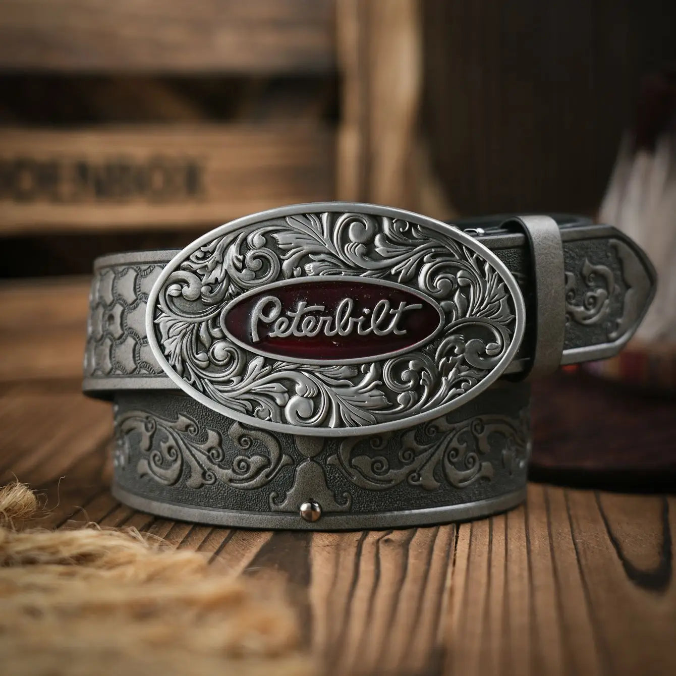 A men's western denim style PU belt