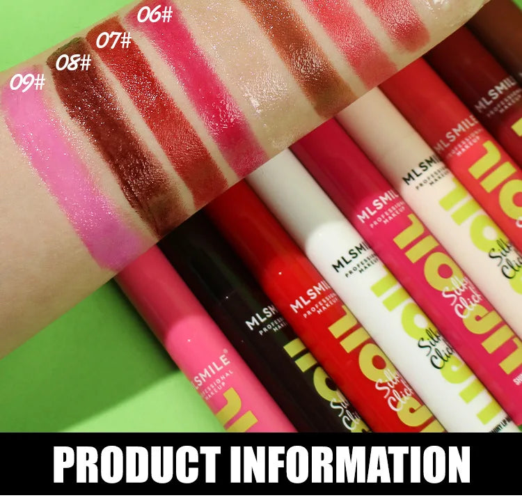 MLSMILE 3pcs/set Press Lipstick Solid Lip Gloss Long-lasting Easy Color Moisturizing Lip Gloss Pearl Mirror Lip Gloss