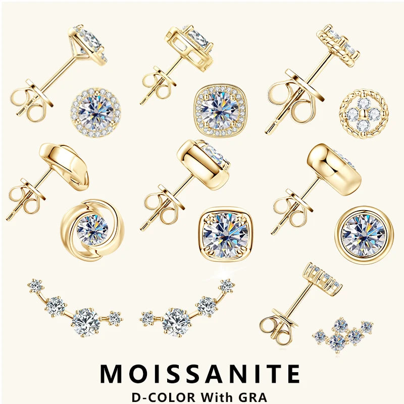 Lnngy GRA Certified Moissanite Stud Earring For Women Original 925 Sterling Silver Irregular Piercing Earring 2025 Hot Jewelry