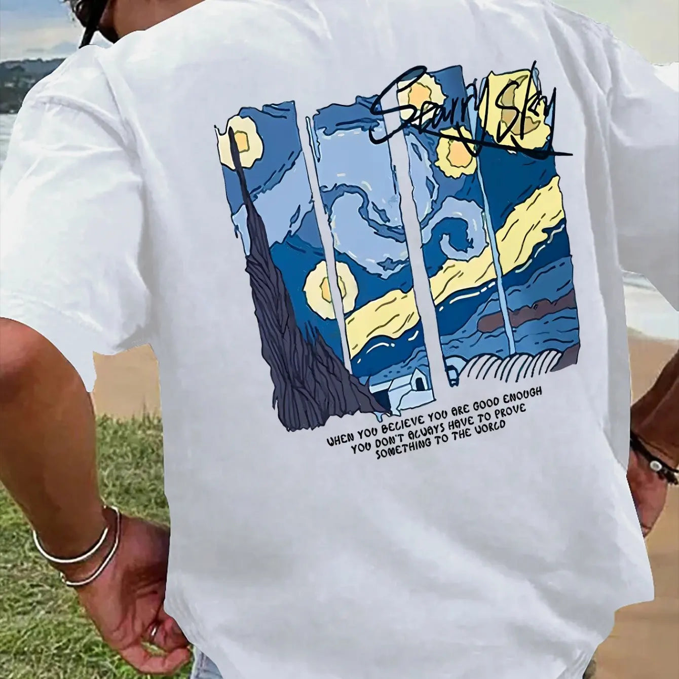 Men’s Summer 100% Cotton Casual T-Shirt Oil Painting Print | Loose Fit | Breathable Comfort