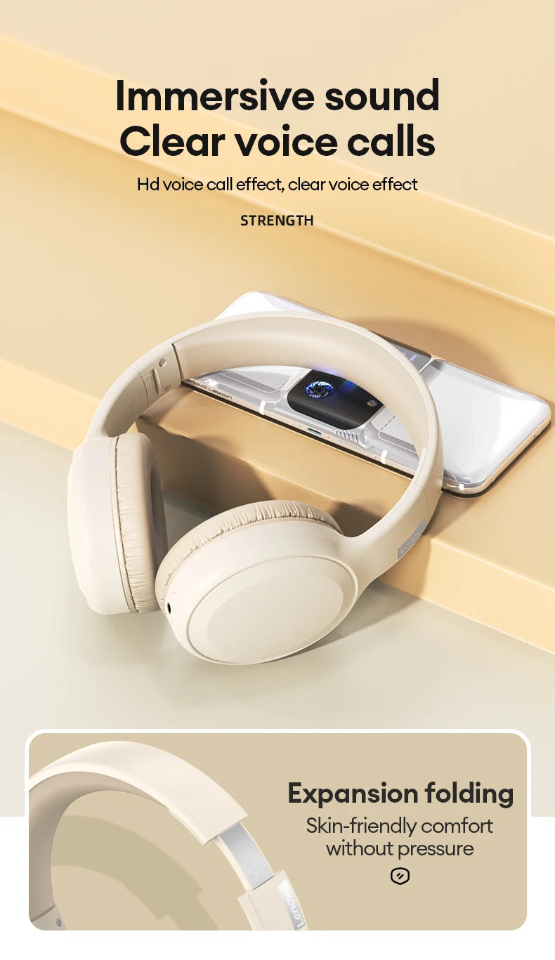Lenovo TH30 Wireless Bluetooth 5.3 Headphone Sport With Mic Music Headset Foldable Low Latency Gaming Earphone For Xiaomi