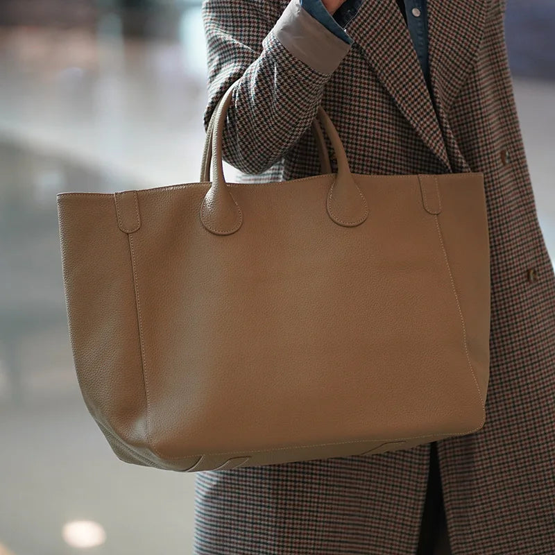 Casual Huge Black Brown Yellow Red Khaki Blue Top Grain Genuine Leather A4 Women Handbag Female Tote Shoulder Shopping Bag M9940