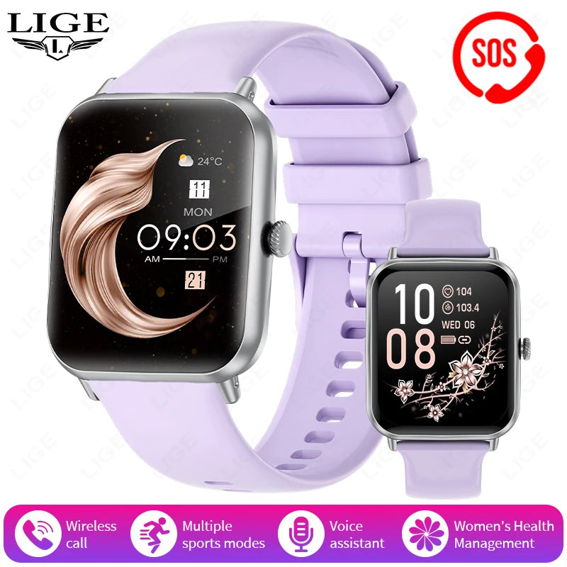 LIGE Fashion 1.83”HD Women Smart Watch Sports Fitness Watch Health Monitoring Digital Men Waterproof Smartwatch Ladies Bracelet
