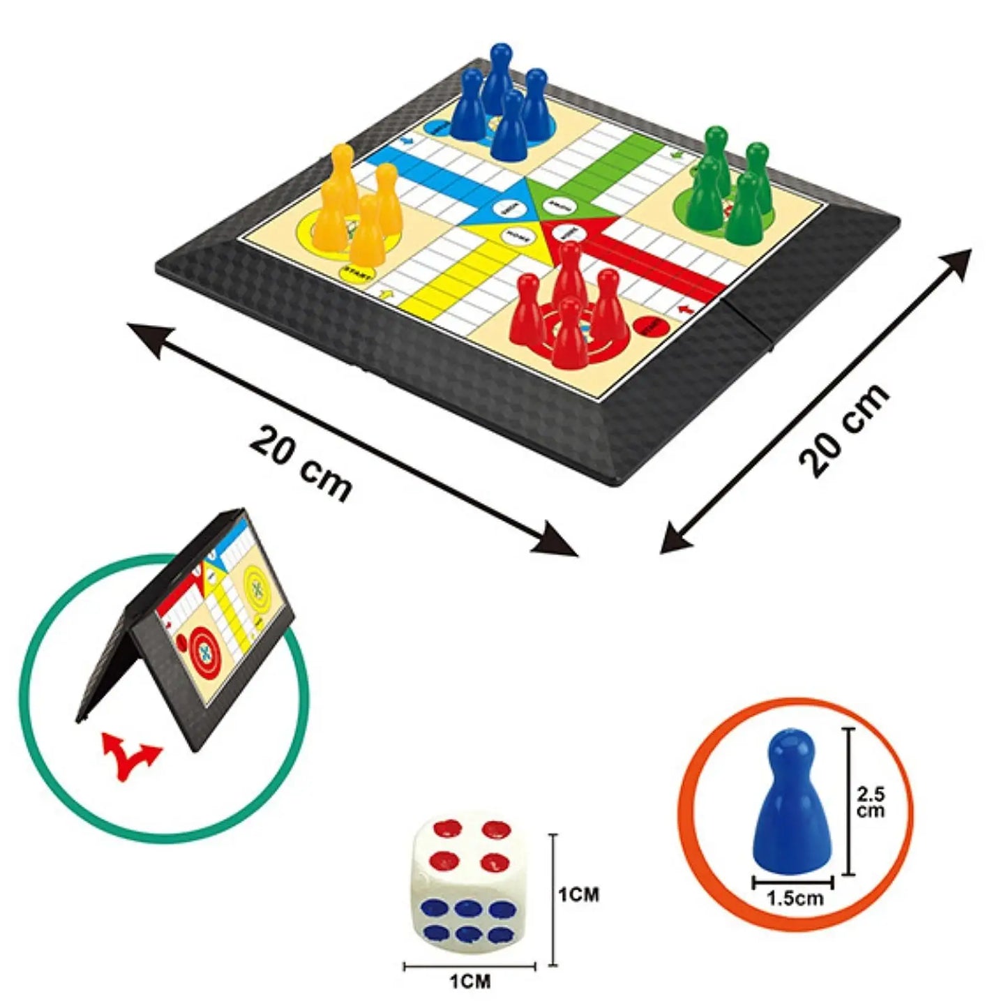 Board Game Ludo Set Parent Child Strategy Interaction with Foldable Board Travel Family Table Game for Kids Party/Social Game