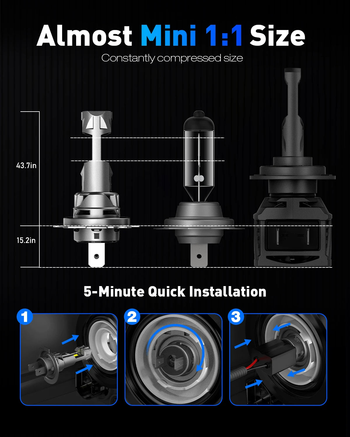 NOVSIGHT H7 LED H11 H8 H9 9005 HB3 9006 HB4 Led H4 Car Headlight Bulbs 70W 18000LM H7 Canbus Mini SIze 6500K White Car Lights