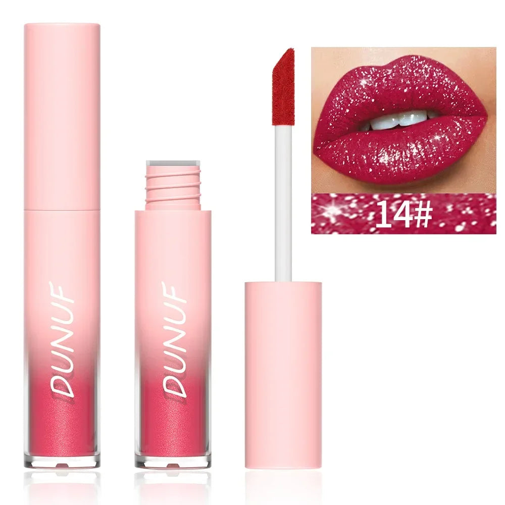 18 Color Sexy Red Diamond Glitter Lip Gloss Metallic Waterproof Long Lasting Matte Shimmer Liquid Lipstick Women Makeup Cosmetic