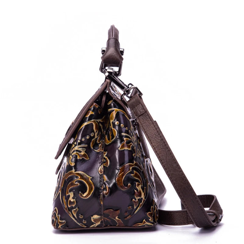 MOTAORA Womens Genuine Leather Luxury Handbag Handmade Embossed Vintage Shoulder Crossbody Bag New Arrival