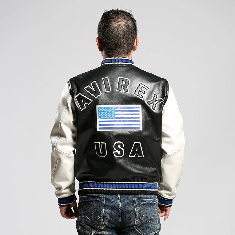 USA Size Varsity Jackets 100% European Lambskin Fashion Casual Baseball Jersey Chenille Embroidered Patch Genuine Leather coat