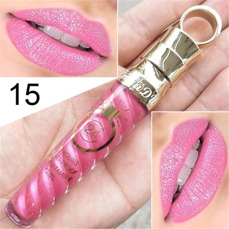 New!!Make Up Lips Matte Liquid Lipstick Waterproof Long Lasting Sexy Pigment Nude Glitter Style Lip Gloss Beauty Red Lip Tint