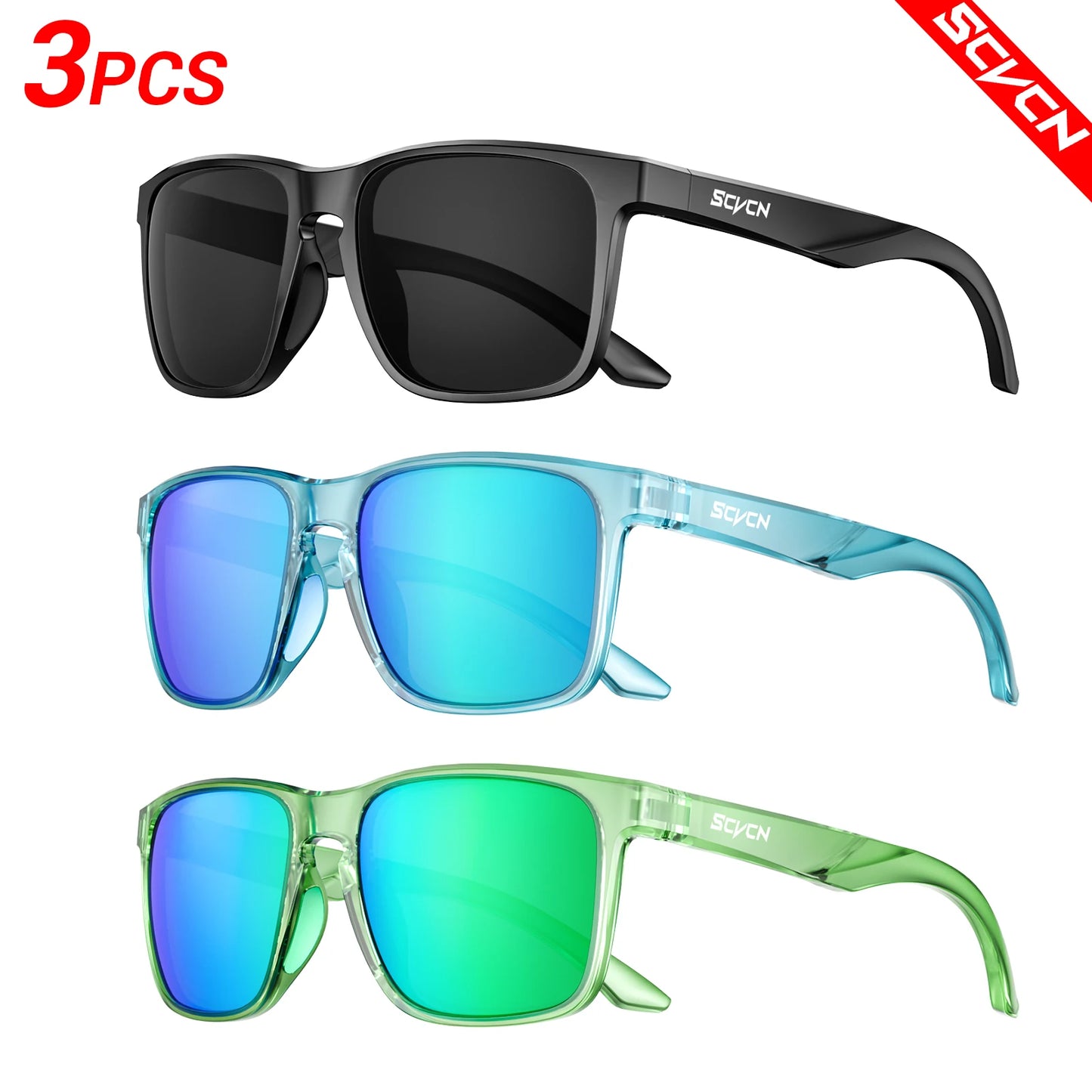 SCVCN New Outdoor Cycling Polarized Sunglasses Men Women Sports MTB Bike Eyewear Road Bicycle Glasses UV400 Goggles 3Packs