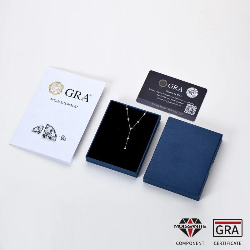 RAPRGOLD Moissanite Necklace Earrings Bracelet Ring Fine Jewelry Set for Women S925 Sterling Silver Round Pendant Chains Gifts