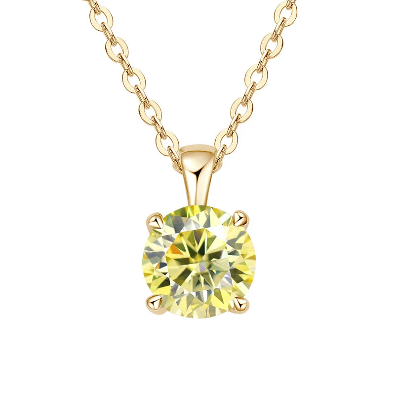 JoyceJelly Classic Four Prong 1ct Moissanite Necklace Women's 925 Sterling Silver Plated 18k Gold Pendant Luxury Fine Jewelry