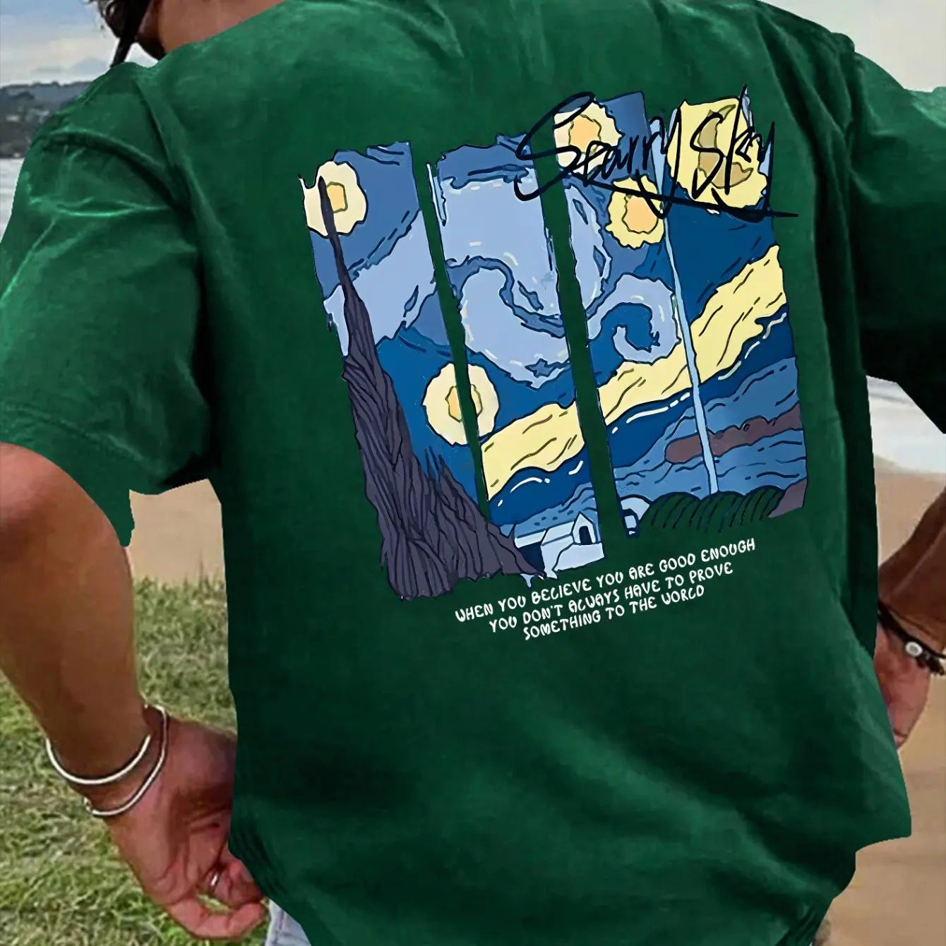 Men’s Summer 100% Cotton Casual T-Shirt Oil Painting Print | Loose Fit | Breathable Comfort