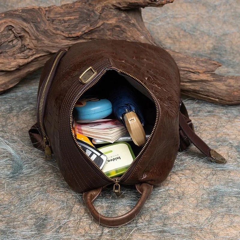 2025 Vintage Handmade Leather Backpack for Women, Genuine Cowhide Travel Bookbag, Luxury Designer School Bags for Ladies & Girls