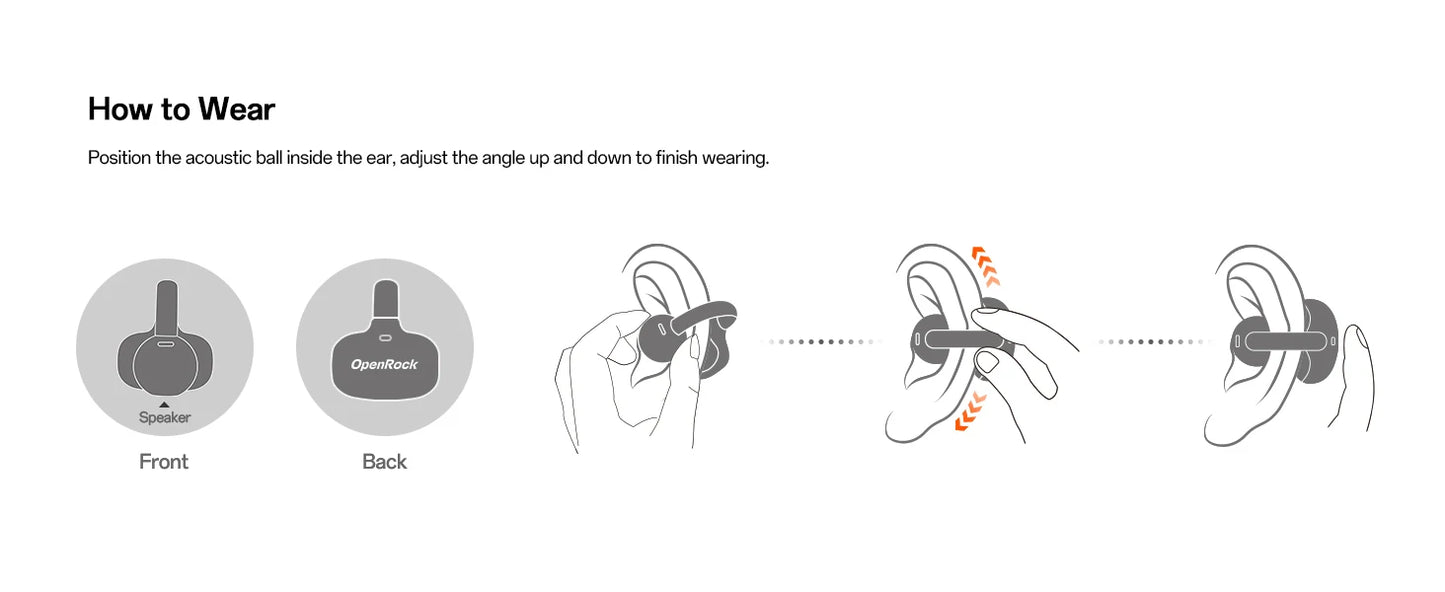 Oneodio OpenRock E Open Ear Wireless Earphones Bluetooth 6.0 Ear Clip Earbuds Sports Clip On OWS Earring Headphones APP Support