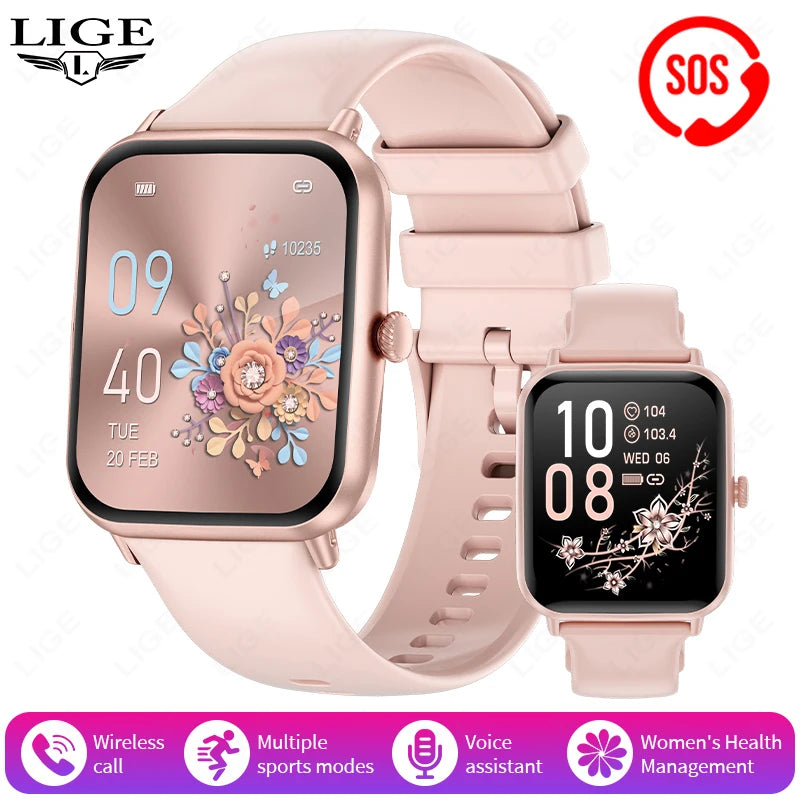 LIGE Fashion 1.83”HD Women Smart Watch Sports Fitness Watch Health Monitoring Digital Men Waterproof Smartwatch Ladies Bracelet