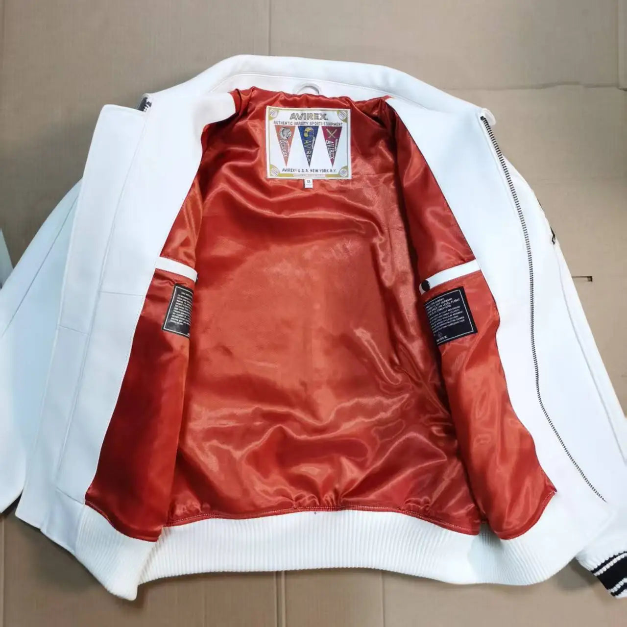 AVIREX New York Knicks co-branded men's new listing basketball pattern flight suit European antique sheepskin jacket fashion top