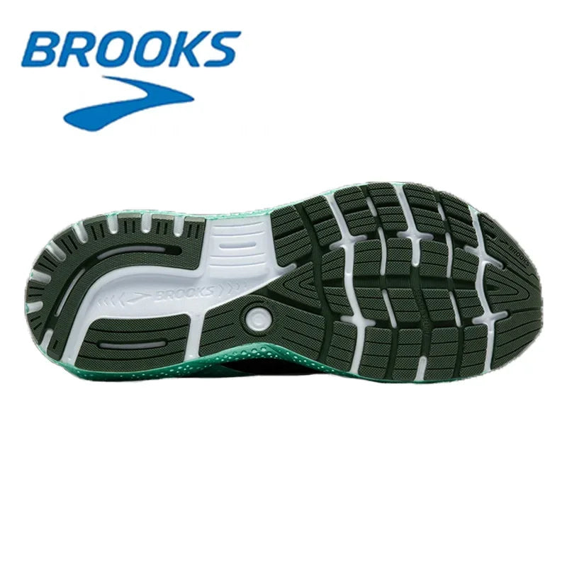 Brooks Ghost 16 Series Black and Green Fashionable Men's Outdoor Running Shoes Trend Versatile Mesh Breathable Sports Shoes