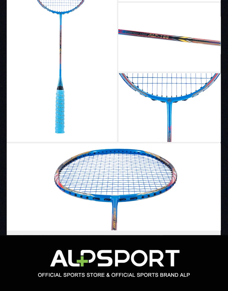 Alpsport AIR 10U Badminton Racket 52g Ultralight, HM Carbon Fiber & Titanium, 28lbs Fast Rebound for Pro Players