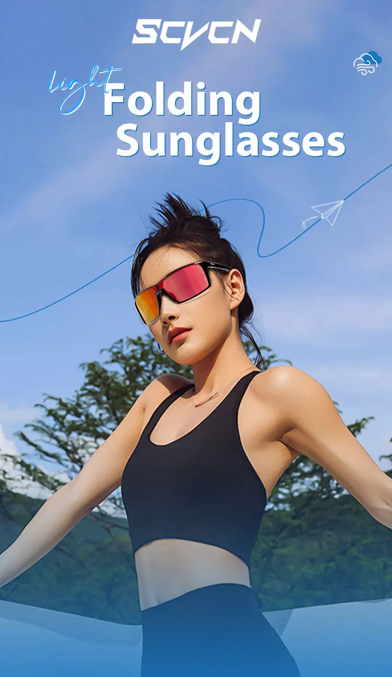 SCVCN Outdoor Photochromic Anti-fog Sunglasses Foldable Cycling Glasses UV400 Light Weight Bicycle Hiking Glasses Men Women New