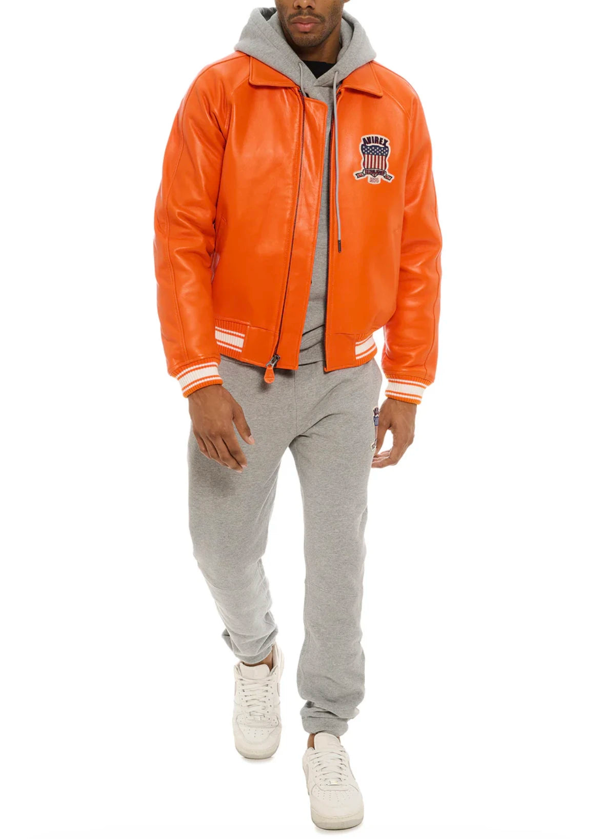 AVIREX new listing leather flight suit jacket French sheepskin men's fat plus size loose version of the casual spring coat