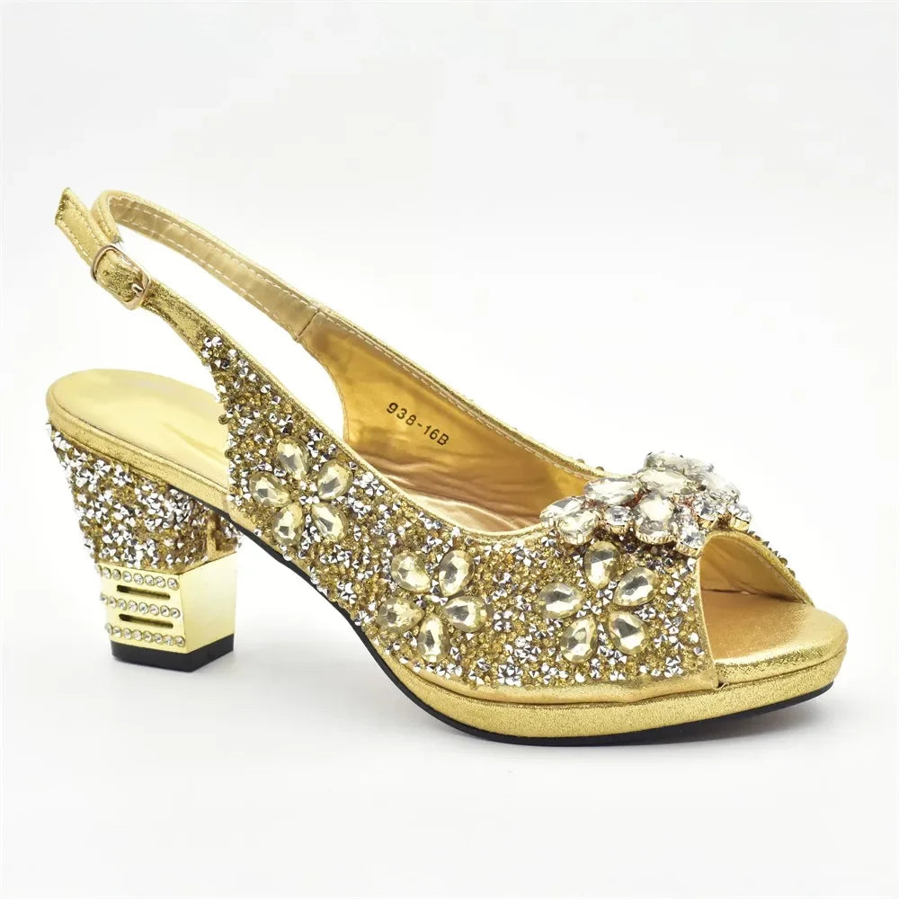 New Arrival Italian Shoes and Bags Matching Set Decorated with Rhinestone Plus Size Shoes Luxury Italian Shoe and Bag Set 2025