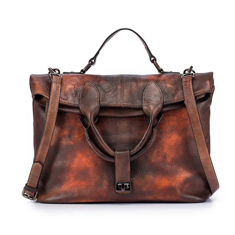 MOTAORA Retro Trendy Leather Women's Shoulder Bag Fashion Style Female Big Bag Crossbody Handbag Vintage Briefcase Messenger Bag