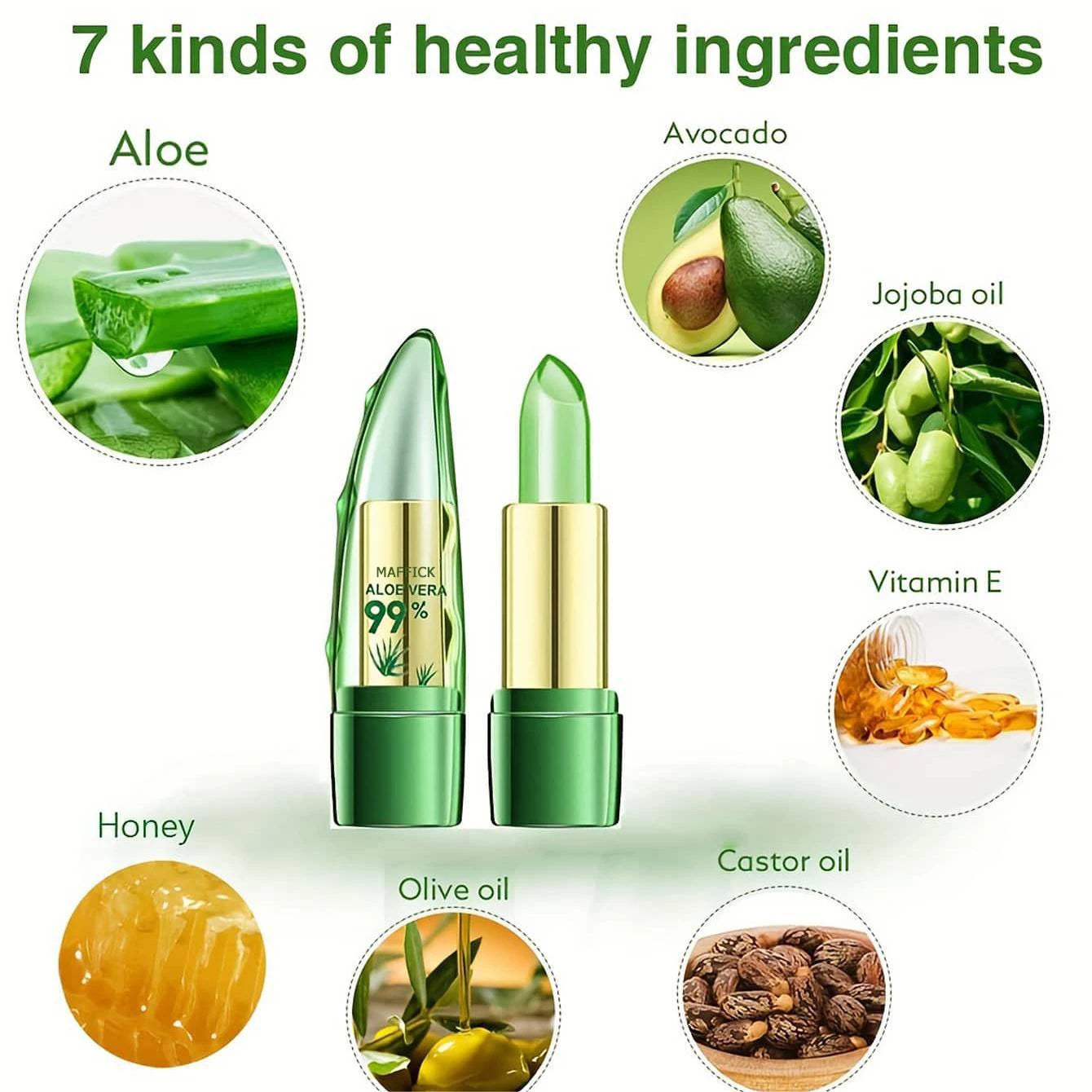 Aloe Vera Warm Change Lipstick for long-lasting lip protection, moisturizing and color changing, magical color change