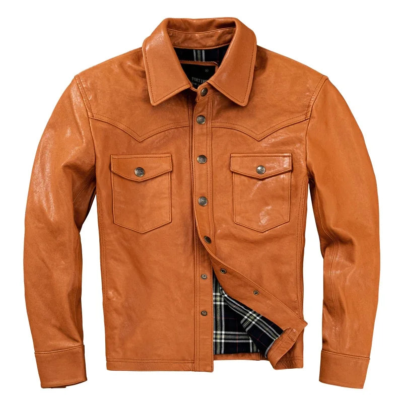 Men's Korean Style Sheepskin Leather Jacket – Slim Fit Casual Short Coat