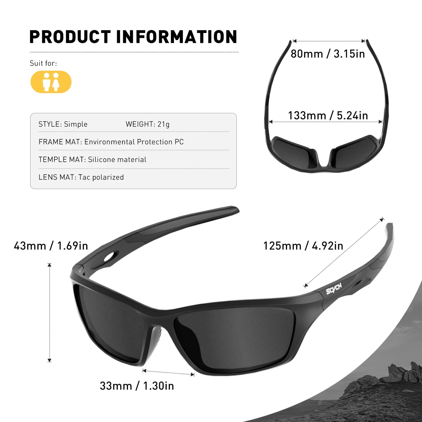 SCVCN New Outdoor Polarized Fishing Sunglasses Man Bike Cycling Glasses UV400 Hiking Goggle Women Mountain Sport Bicycle Eyewear