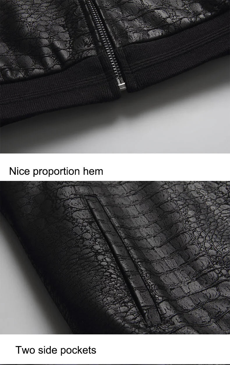 Brand leather jackets formen Genuine Sheepskin coats Crocodile pattern Dusen Klein Fashion leather men coat and jacket J1718