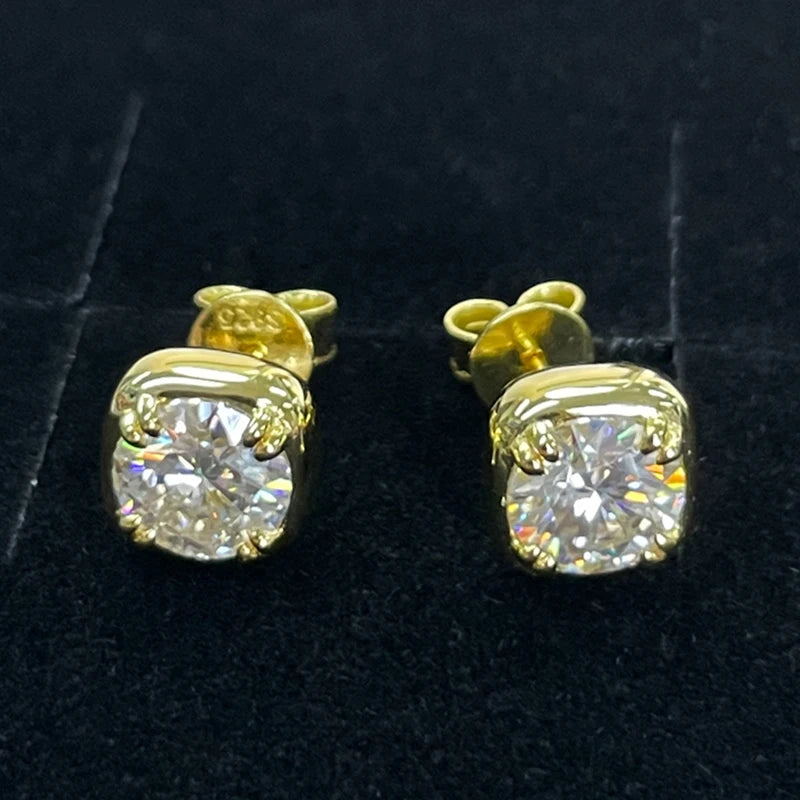 Lnngy 925 Sterling Silver Square Shape Stud Earring Certified Sparkling 6.5MM 1CT Moissanite Earrings For Women 2025 New Jewelry