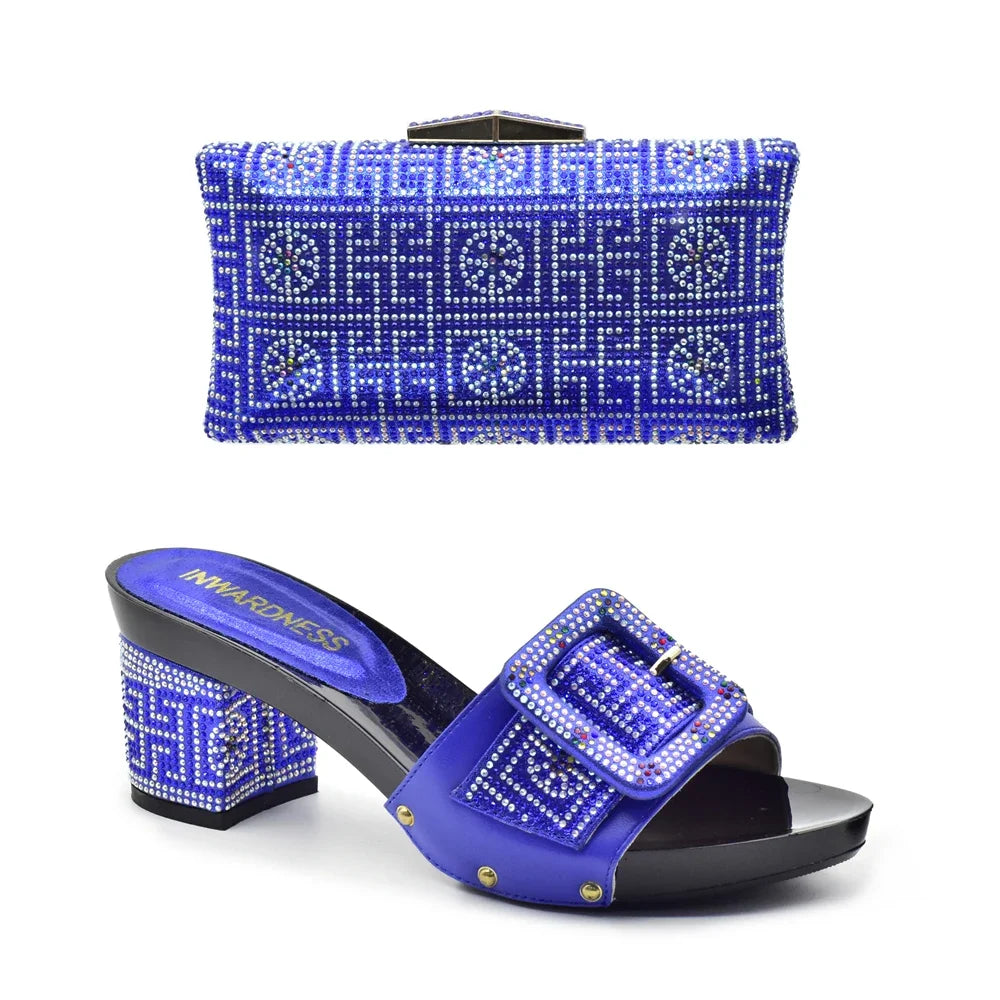 Peep Toe Slingback Pumps & Matching Bags – Italian Style Party Shoe Set with Rhinestone Luxury (Sizes 37-43)
