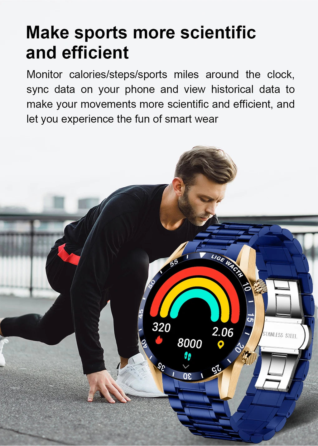 LIGE Original Smart Watch Men 1.39” HD Screen Bluetooth Call Men's Bracelet Heart Rate Blood Pressure Monitor Sports Smartwatch